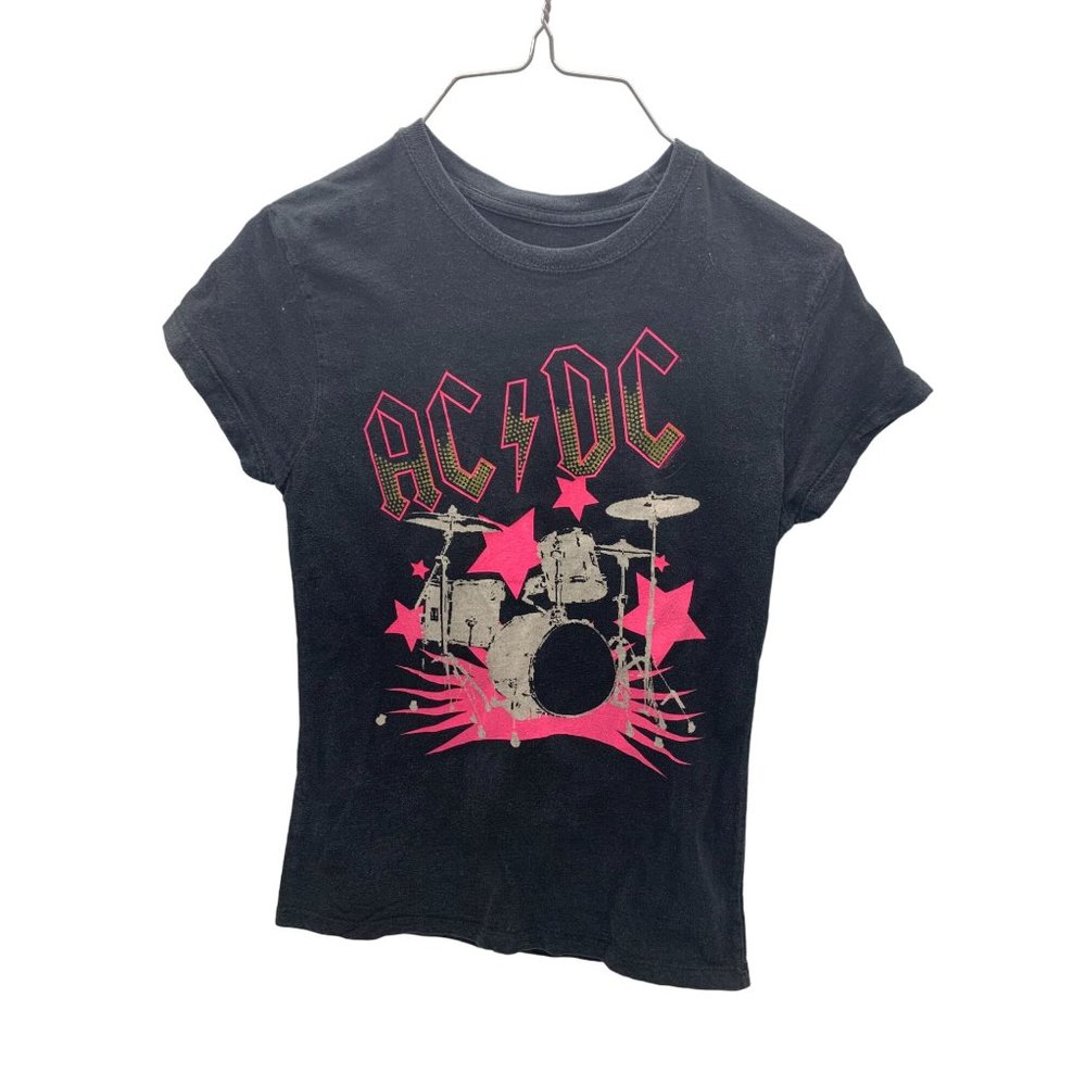 Rockware Womens Size Medium Tshirt T Shirt Tee AC DC Black Short Sleeve PInk Bli